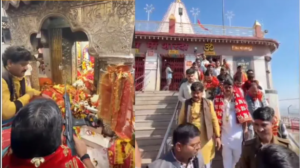 मैहर मंदिर वीआईपी विवाद राजा भैया शस्त्र पूजा राजा भैया मैहर मंदिर