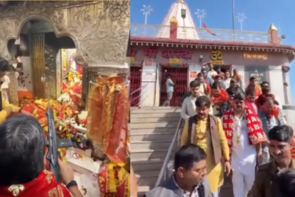 मैहर मंदिर वीआईपी विवाद राजा भैया शस्त्र पूजा राजा भैया मैहर मंदिर